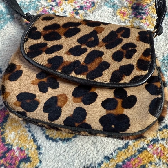Vintage 90s Jill Stuart Leopard Print Fur Crossbody Bag - Picture 4 of 14